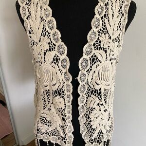 i.Joah Cream‎ Crochet Lace Vest Boho Hippie Cottagecore